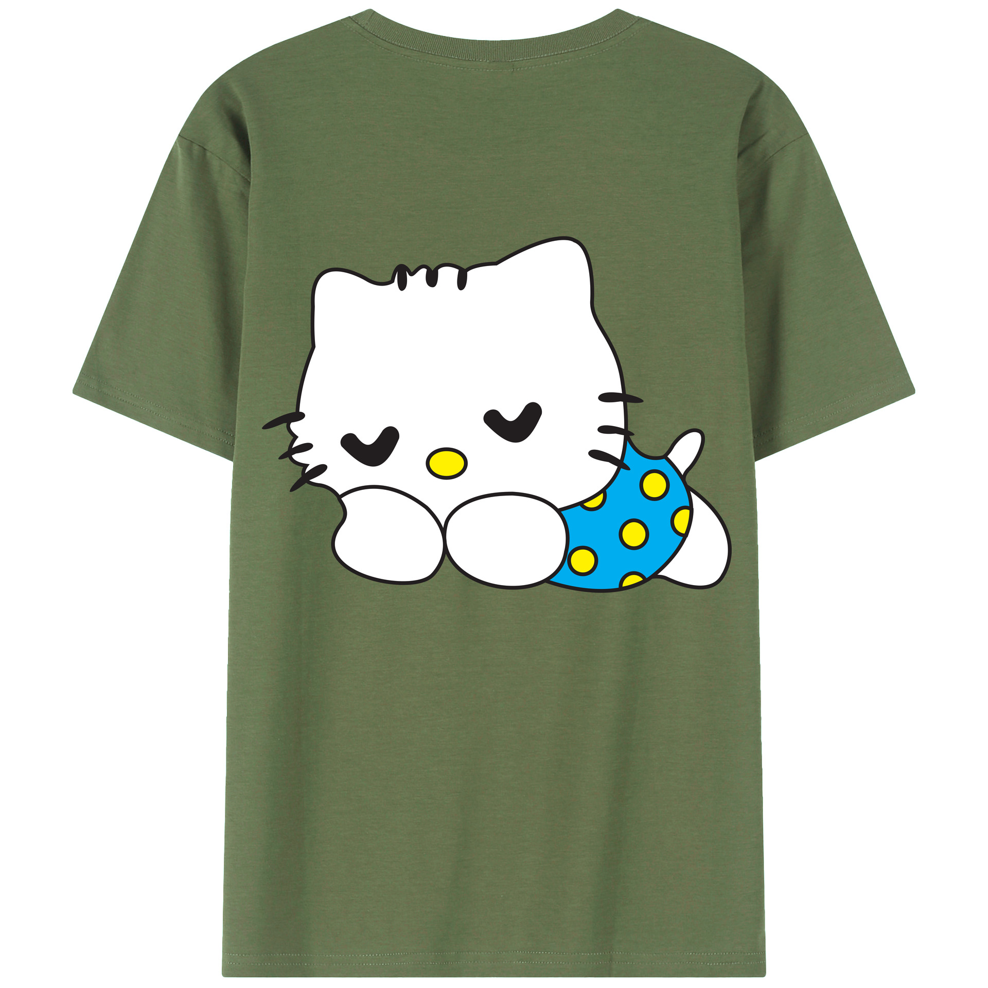 （画像用） Hello Kitty ハローキティ 綿100％ メンズ半袖Tシャツ（バックプリント） 通気性